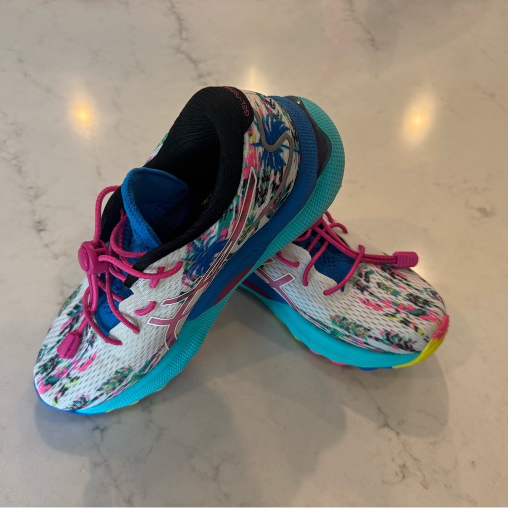 (SOLD) Asics Pink and Blue Sneakers Vibrant Athletic Design